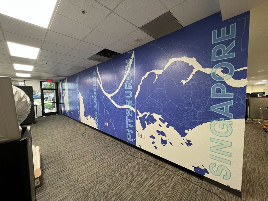Interior wall mural graphics for a Bay Area business